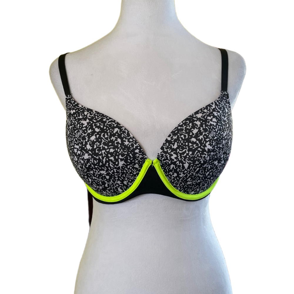 Women's Black and Yellow Bra